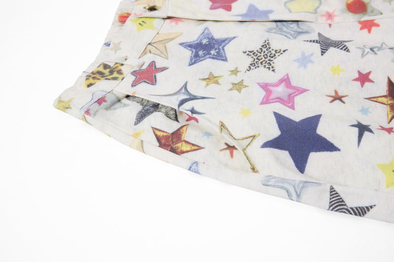 Wide-Leg Baggy Pants – All-Over Colorful Star Print, High Waist