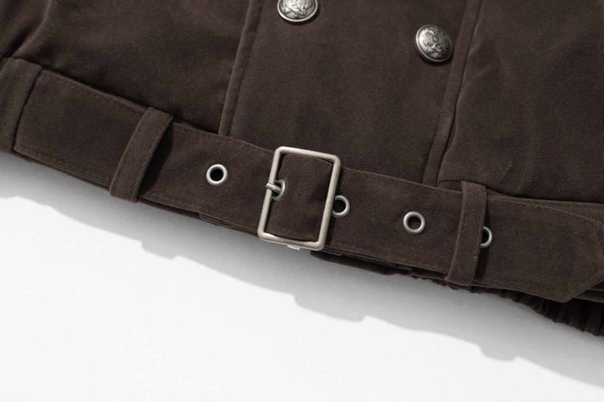 Herren-Doppelreiher – Vintage-Military-Bomberjacke mit Sherpa-Kragen