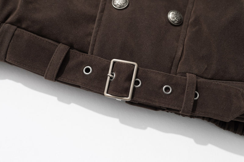 Herren-Doppelreiher – Vintage-Military-Bomberjacke mit Sherpa-Kragen