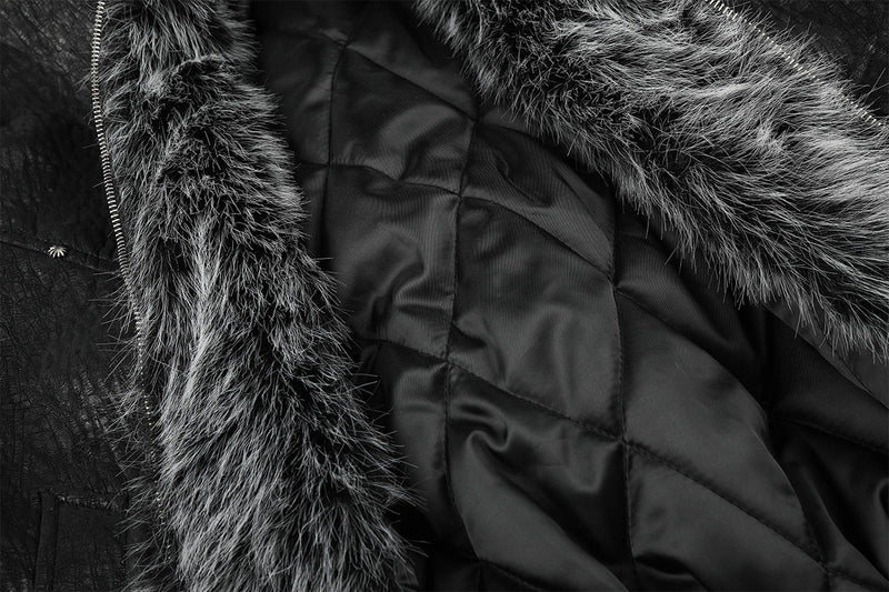 Faux Fur Trim Padded Bomber Jacket — Stand Collar with Buckle Detail