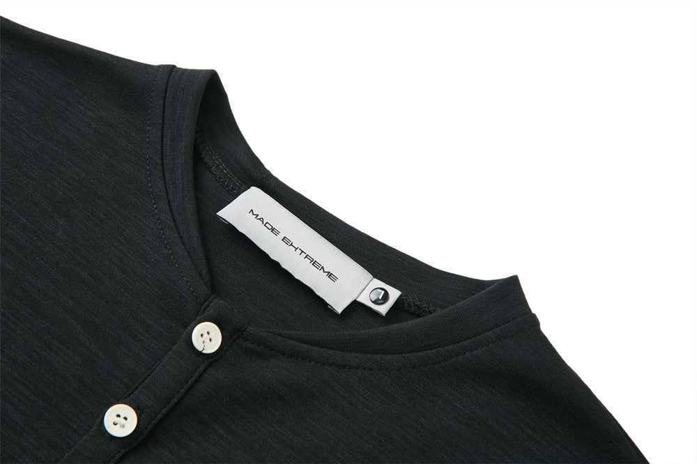 Men's Long Sleeve Henley Shirt – Relaxed Fit Button Placket