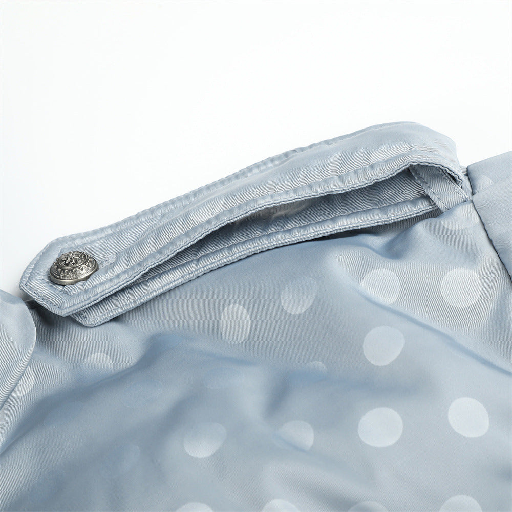 Men's Polka Dot Puffer Bomber Jacket – Oversized Padded Winter Coat
