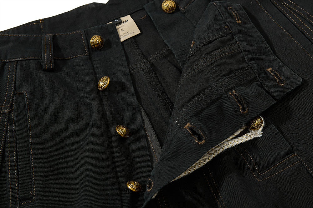 Wide-Leg Trousers with Double-Breasted Rope Detail