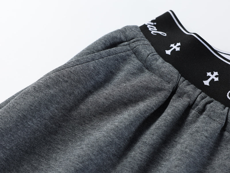 Pantalon de survêtement à jambes larges avec imprimé graffiti cursif et ceinture élastiquée siglée