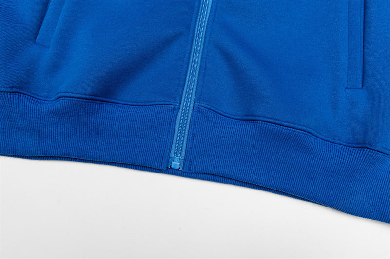 Men's Zip-Up Track Jacket with Stripe Sleeves and Crest Badge