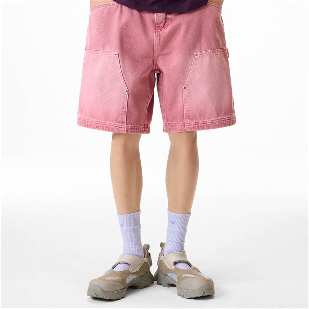 Baggy-Denimshorts für Herren – gewaschene Carpenter-Style-Jeansshorts für Streetwear