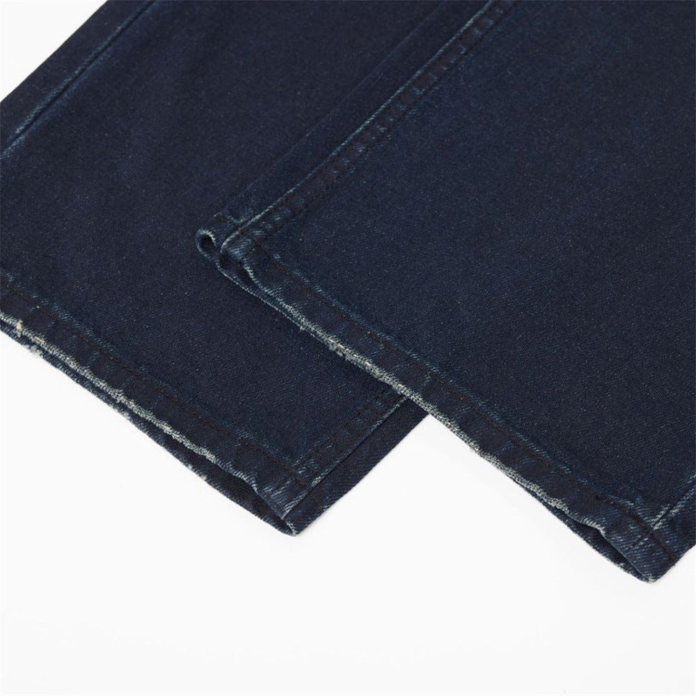 Men's Dark Wash Ripped Wide-Leg Jeans – Distressed Streetwear Denim