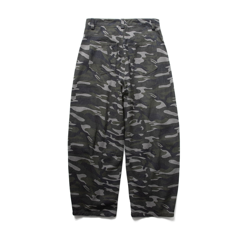 Pantalon cargo camouflage à jambes larges – Streetwear américain vintage délavé