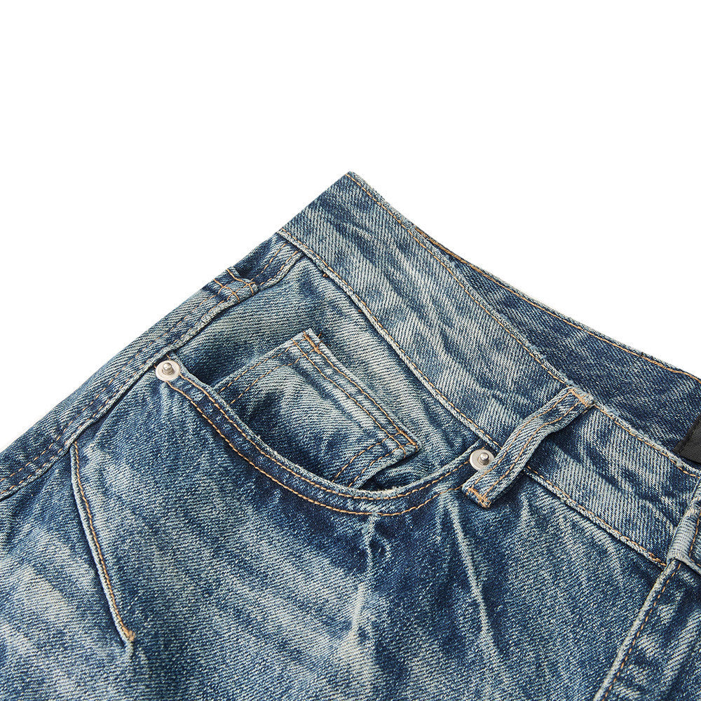 Men's Vintage Washed Baggy Wide-Leg Jeans – Distressed Straight-Fit Denim