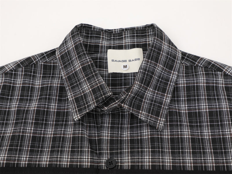 Don't Judge Me Graphic Patchwork Plaid Short Sleeve Shirt