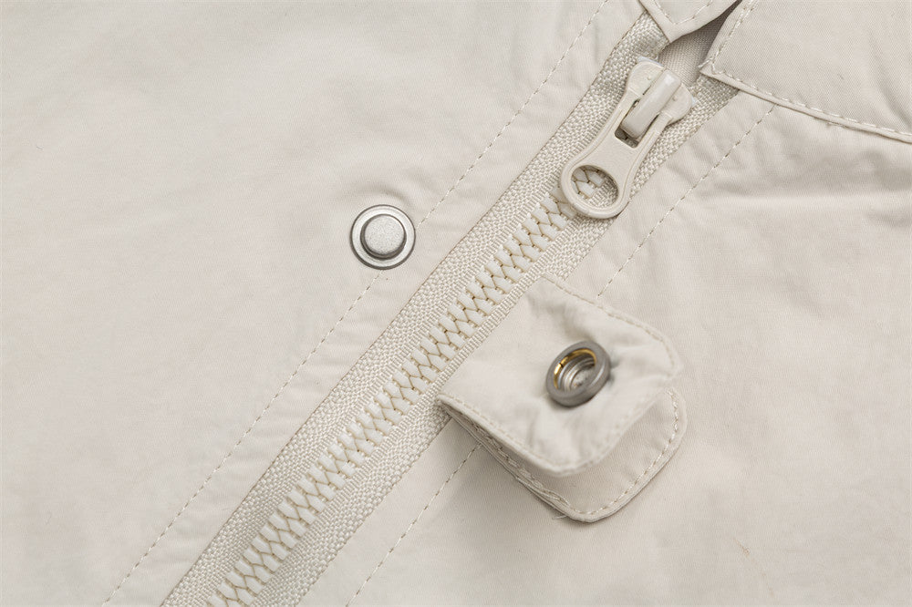 Oversized Stand-Collar Zip-Up Jacket – Men's Relaxed Fit with Zip Pockets