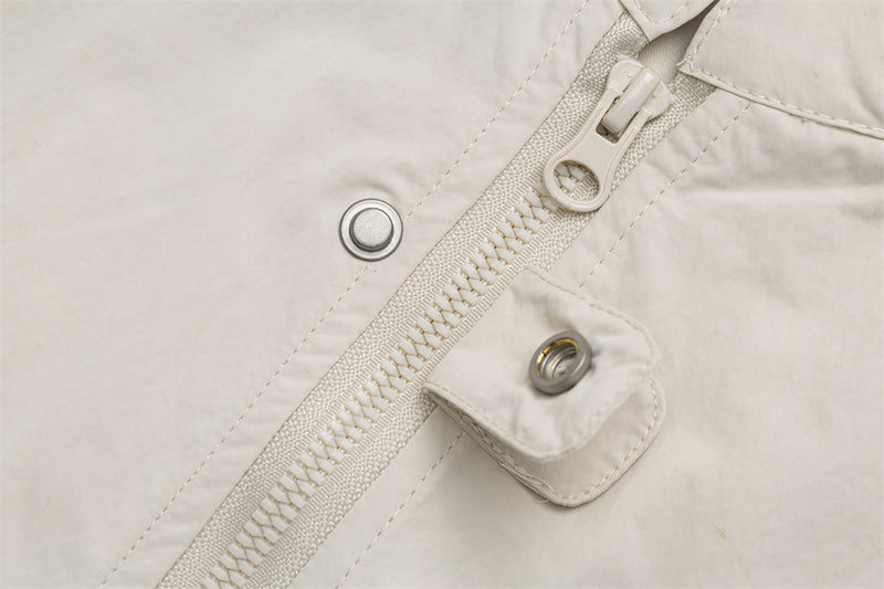 Oversized Stand-Collar Zip-Up Jacket – Men's Relaxed Fit with Zip Pockets
