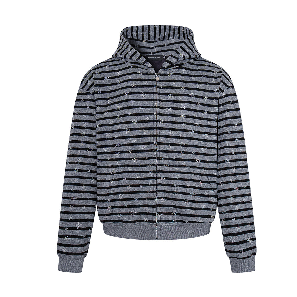 Striped Star Print Zip-Up Hoodie – Relaxed Fit Full-Zip Sweatshirt