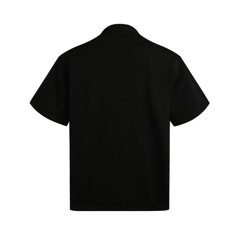 Plain black short sleeve T-shirt back view