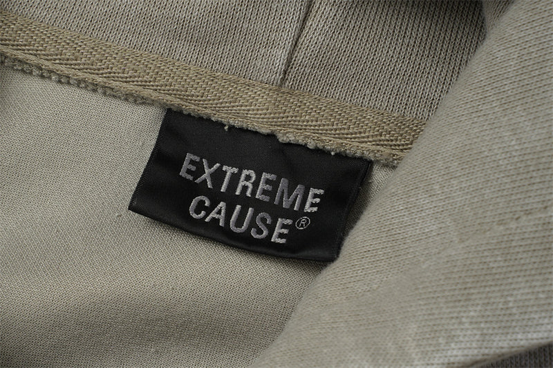 Sweat à capuche zippé homme délavé à l’acide, avec zip diagonal et empiècements déconstruits