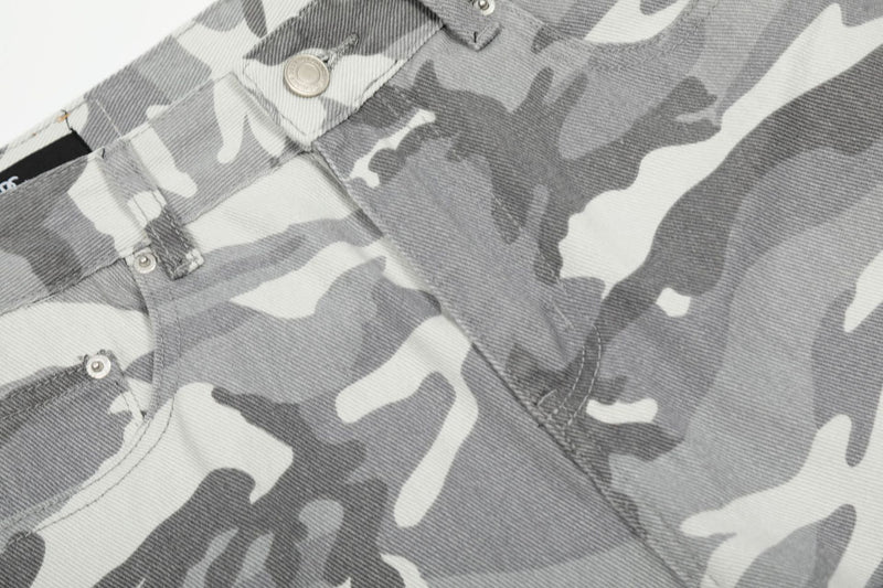 Wide-Leg-Cargohose – Baggy-Fit in Grey-Camo mit mehreren Taschen