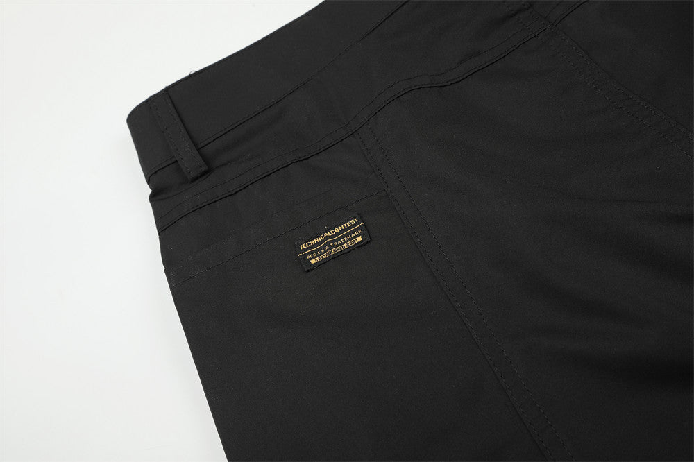 Men's Black Cargo Utility Pants with Mesh Panels & Wide-Leg Silhouette