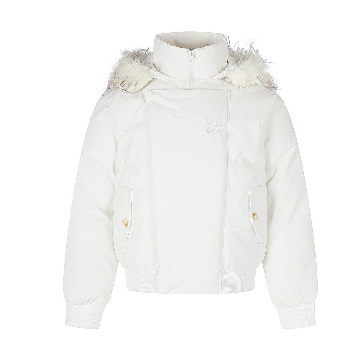 Fur-Collar Bomber Down Jacket – Vintage American Short Puffer Coat