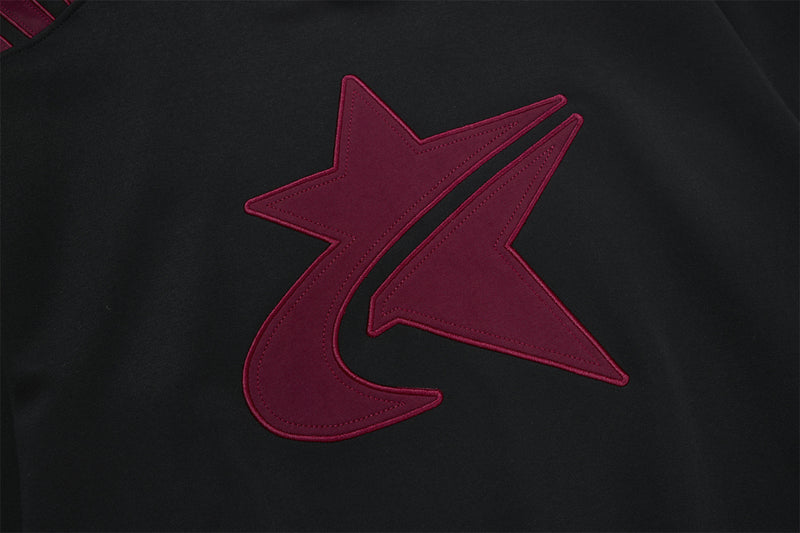 Sweat à capuche oversize à patch étoile et rayures contrastantes aux épaules
