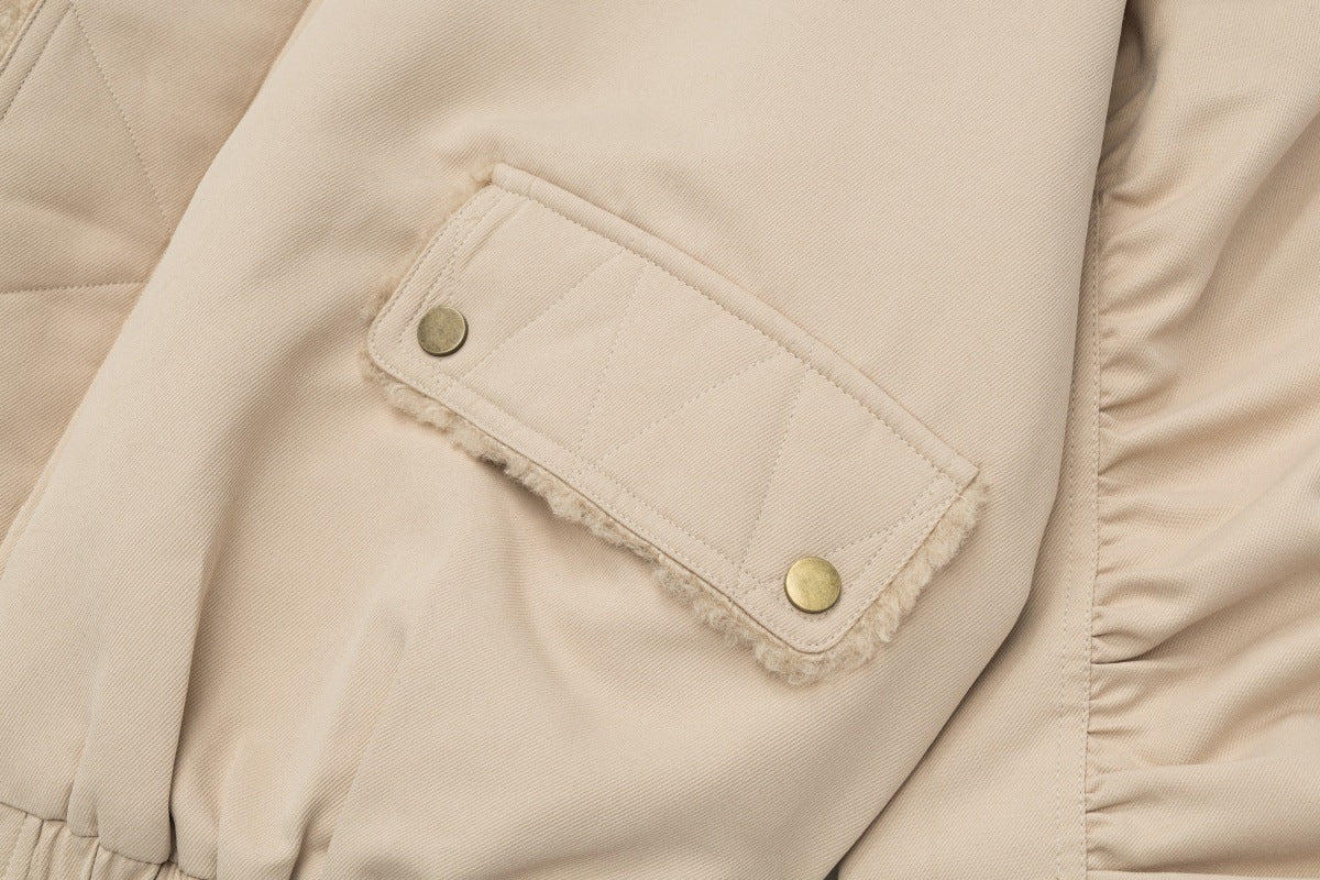 Cazadora bomber extragrande con forro de sherpa – Abrigo acolchado de invierno