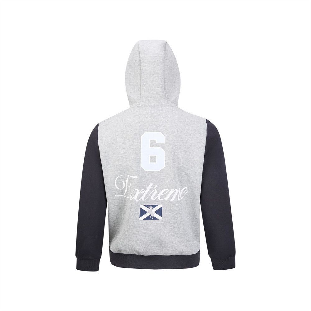 Men's Black Zip-Up Hoodie – Colorblock Graphic Streetwear Sweatshirt