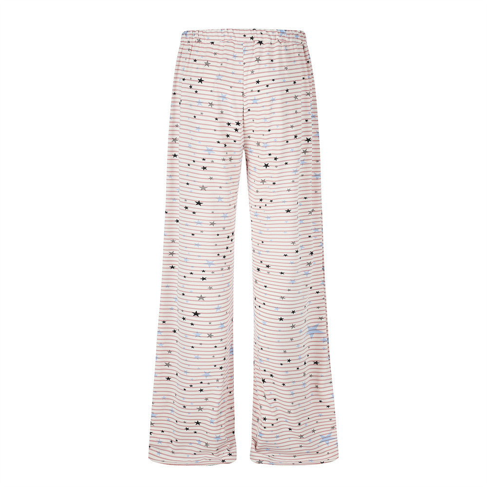 Star & Stripe Wide-Leg Lounge Pants – Flared Casual Trousers
