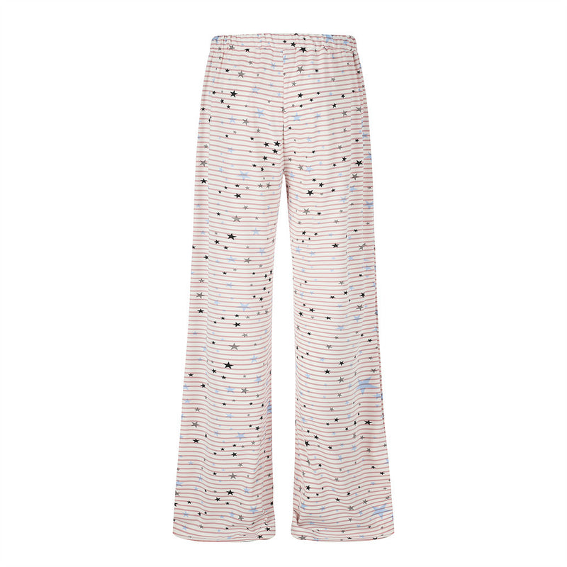 Star & Stripe Wide-Leg Lounge Pants – Flared Casual Trousers