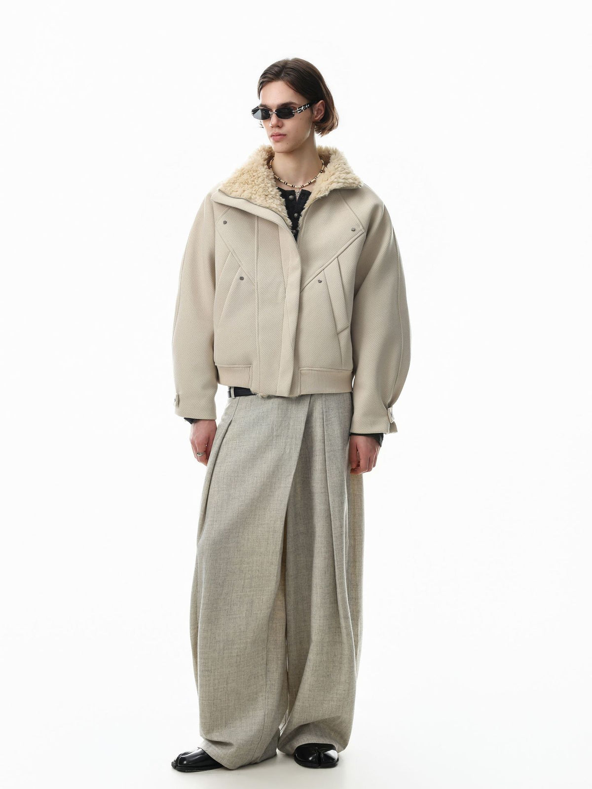 Men's Oversized Bomber Jacket with Sherpa Collar – Padded Winter Coat