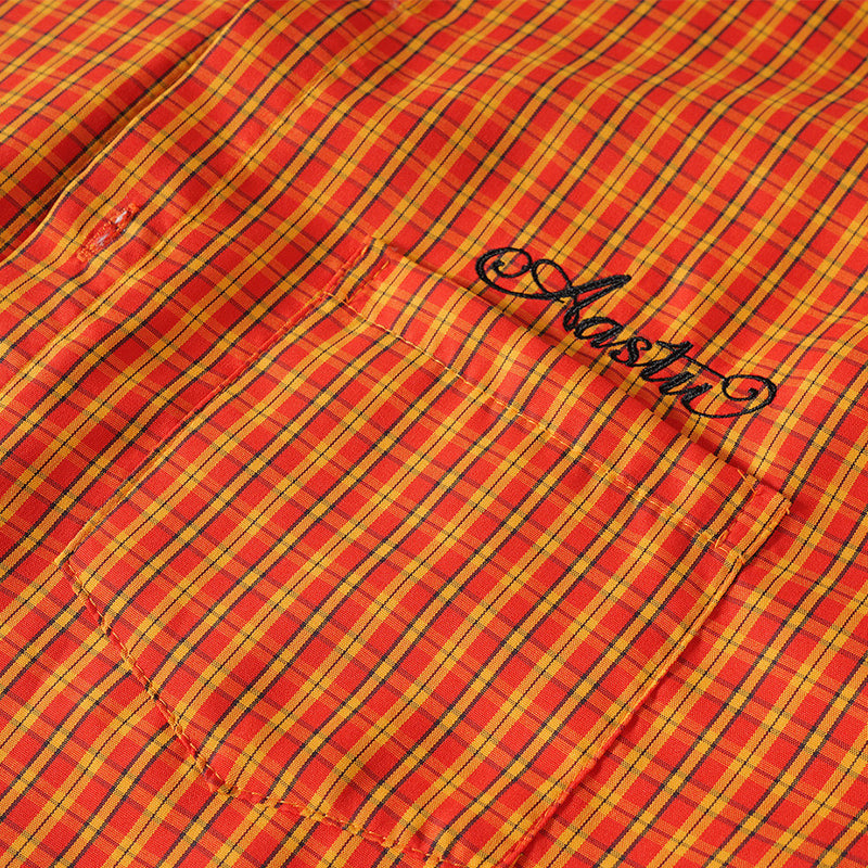 Men's Oversized Plaid Long-Sleeve Button-Up Shirt with Embroidered Chest Pocket