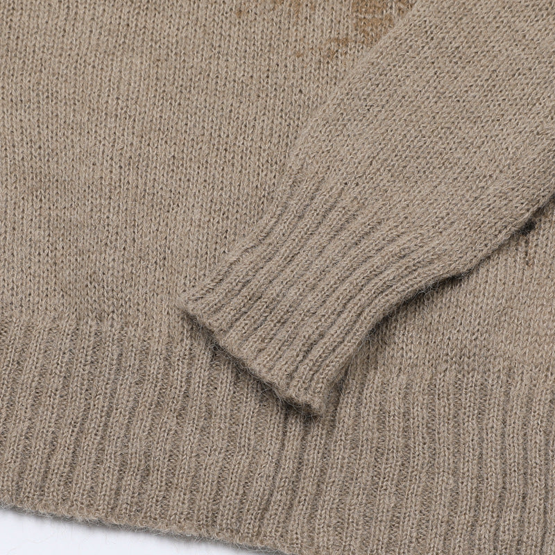 Eagle Cross Graphic Knit Sweater – Vintage American Henley Pullover
