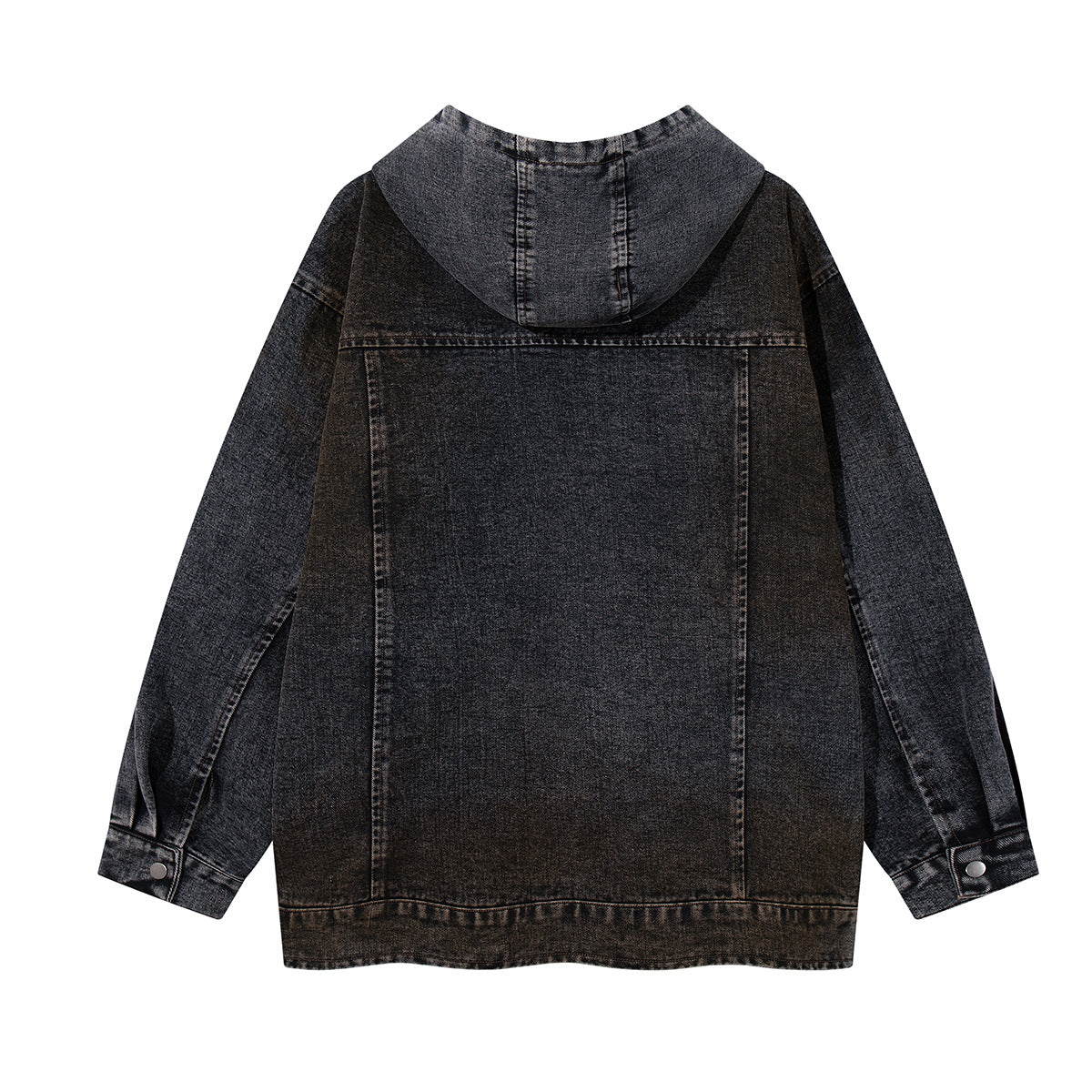 Boxy Washed Denim Hoodie Jacket with 88 Embroidered Patches