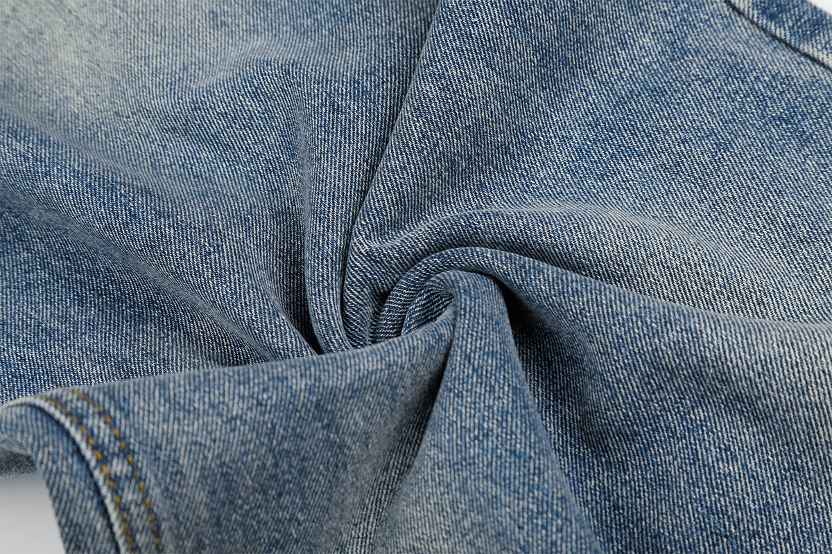 Jean baggy taille haute – Denim barrel à jambes larges avec étoiles en strass