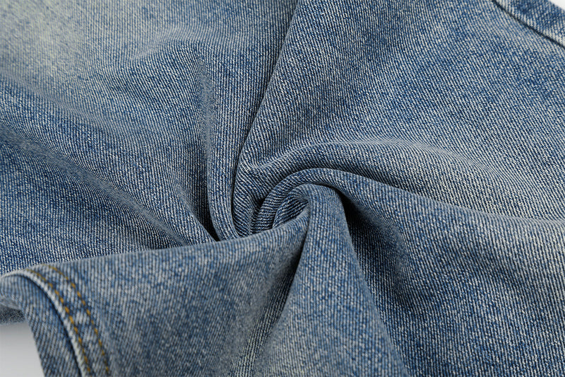 Jean baggy taille haute – Denim barrel à jambes larges avec étoiles en strass