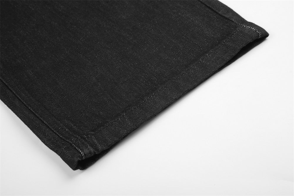 Jean barrel à jambes larges avec imprimé étoiles et script – Denim noir