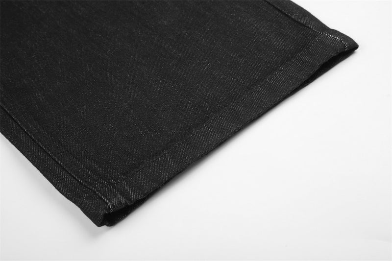 Jean barrel à jambes larges avec imprimé étoiles et script – Denim noir