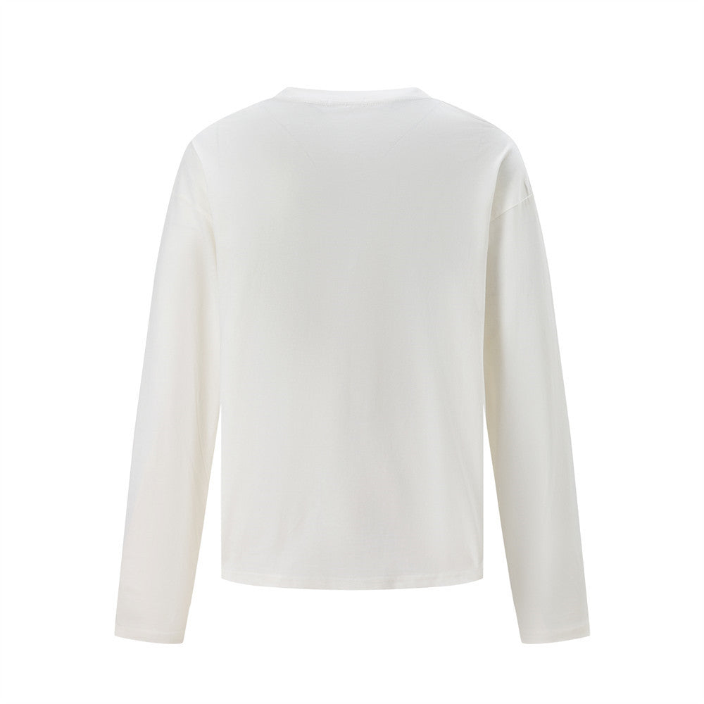 Long-Sleeve Star Print T-Shirt – Relaxed Fit Crew Neck Top