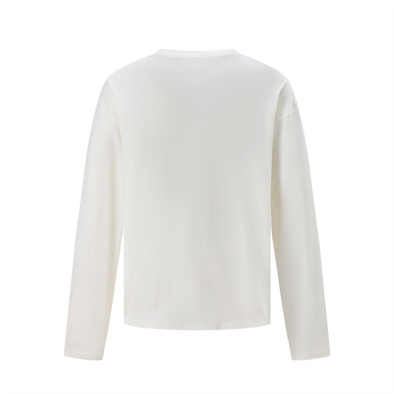 Long-Sleeve Star Print T-Shirt – Relaxed Fit Crew Neck Top