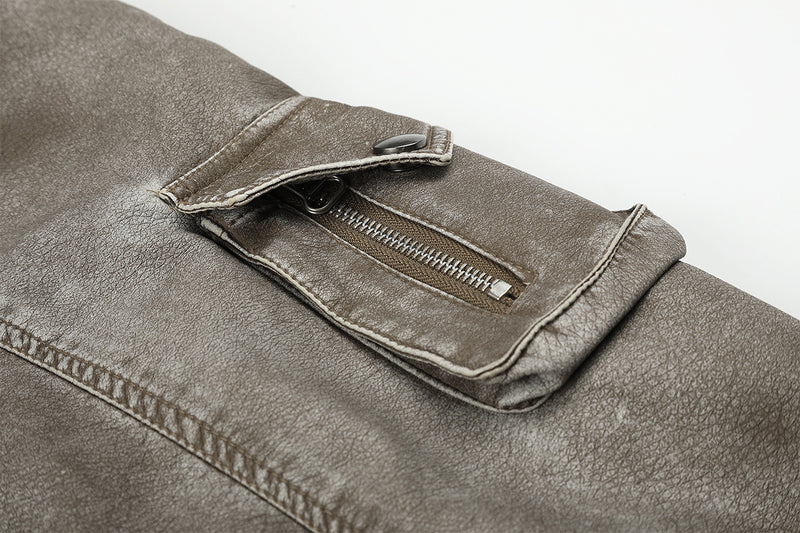 Vintage Washed Bomber Jacket with Faux Fur Collar — Oversized Padded Flight
