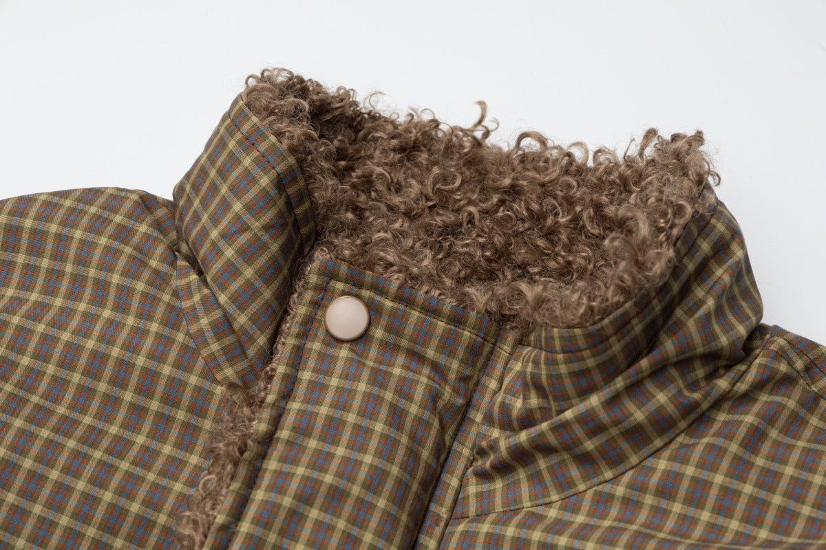 Reversible Plaid & Sherpa Bomber Jacket – Vintage 1988 Embroidered Padded Coat