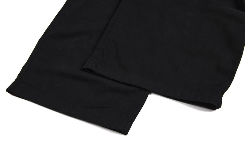 Pantalon cargo homme noir wide leg avec taille effet double boutonnage et multiples poches