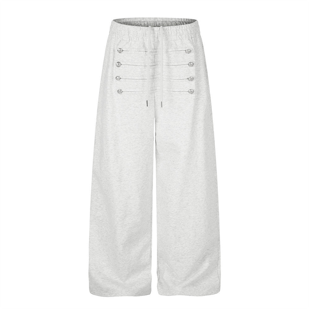 Jogging homme coupe large avec détails de boutons croisés et taille élastique