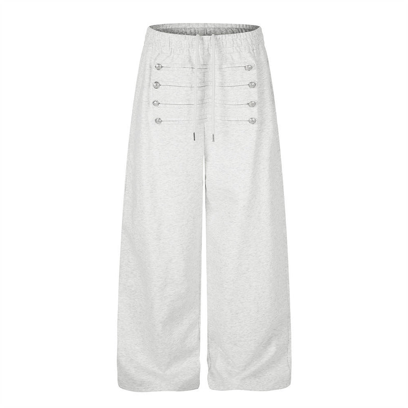Jogging homme coupe large avec détails de boutons croisés et taille élastique