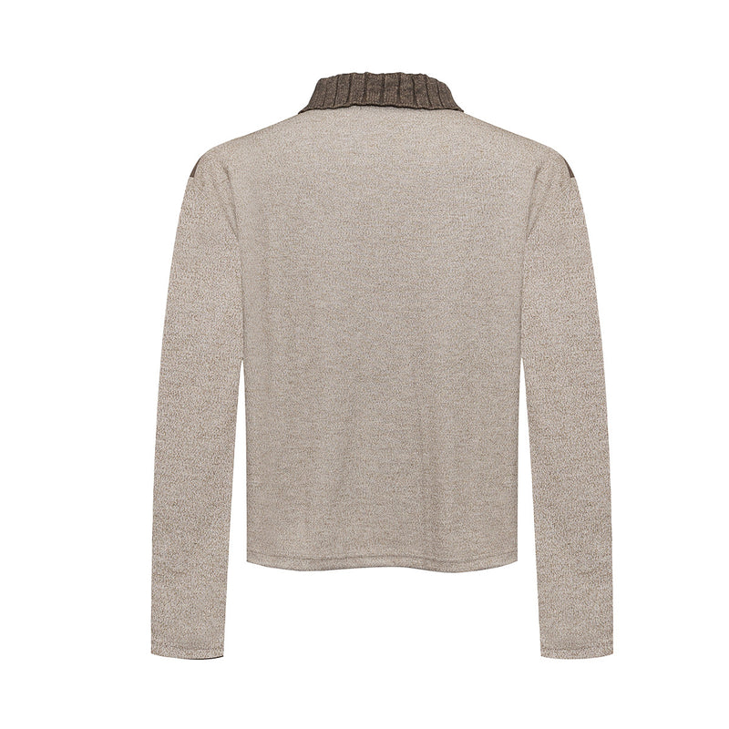 Half-Zip Polo Collar Knit Sweater – Colorblock Long Sleeve Pullover