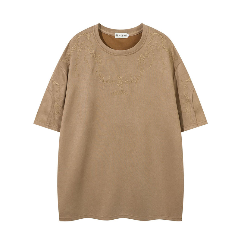 Oversized Gothic-T-Shirt mit Dornenstickerei – Kurzarmshirt im American-Streetwear-Stil