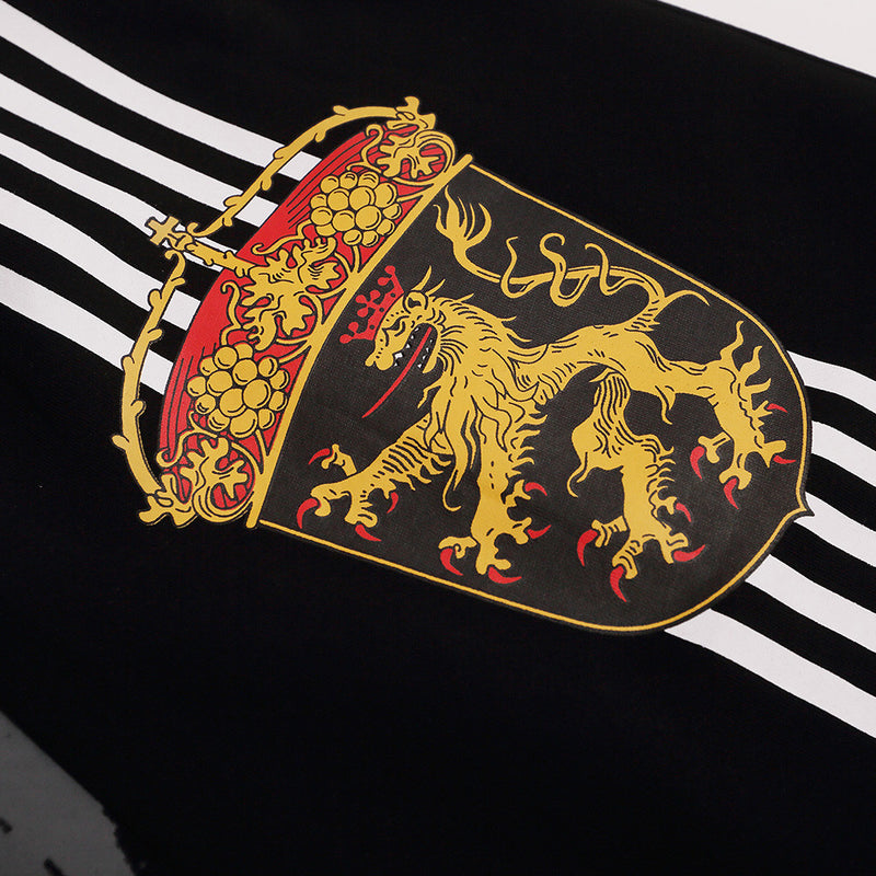 Men's Wide-Leg Sweatpants with Star, Stripe & Heraldic Crest Print
