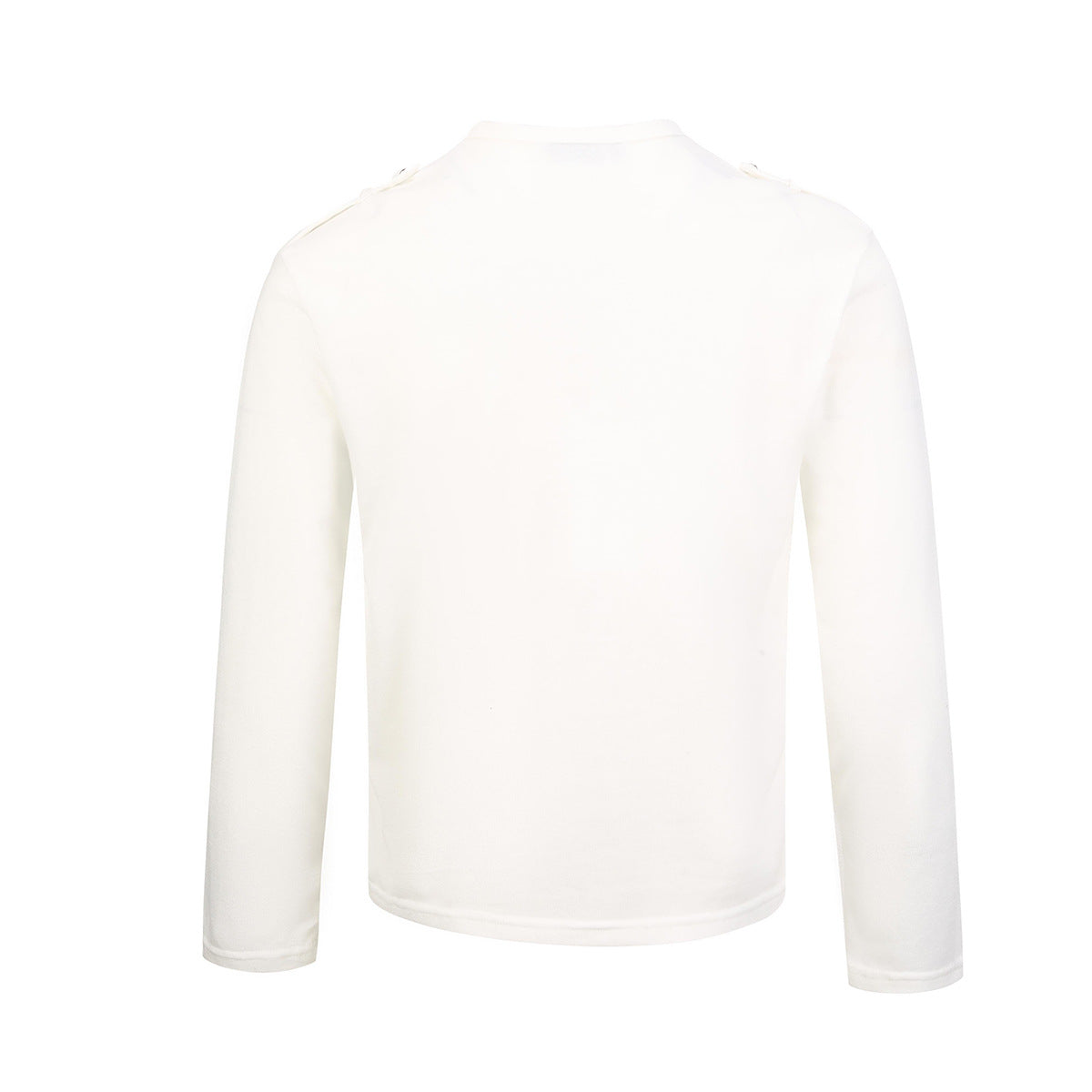 Men's Military-Style Henley Long Sleeve Shirt with Chest Pockets & Epaulettes