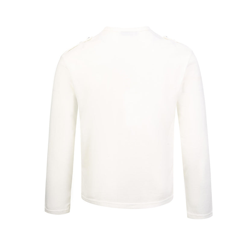 Men's Military-Style Henley Long Sleeve Shirt with Chest Pockets & Epaulettes