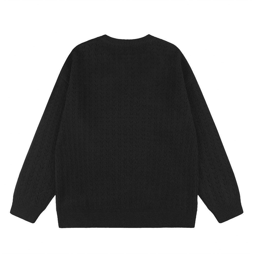 Pull homme en maille jacquard chat cartoon au piano – Pull à col rond et coupe décontractée