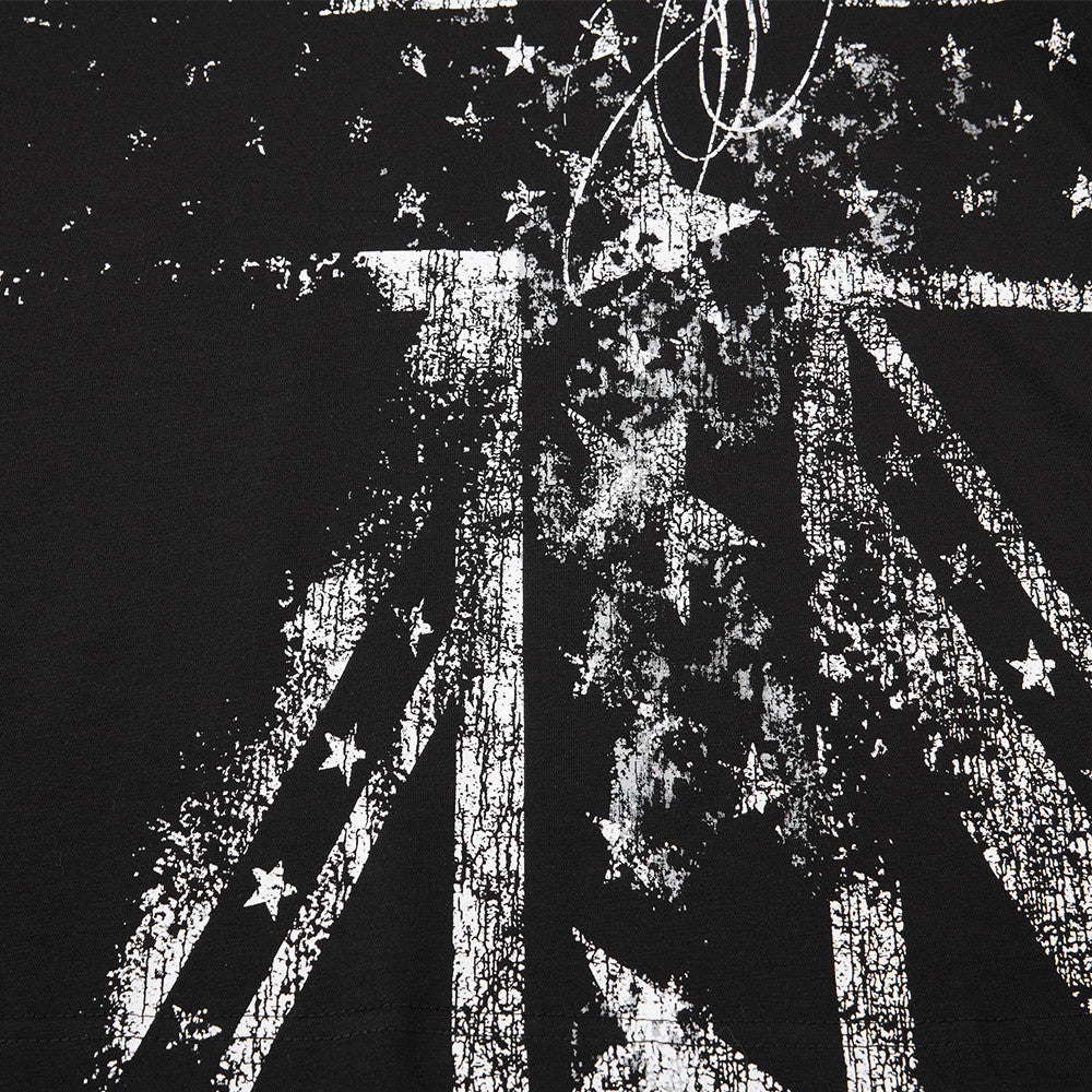 Men's Black Long Sleeve Graphic Tee – Distressed Union Jack Print