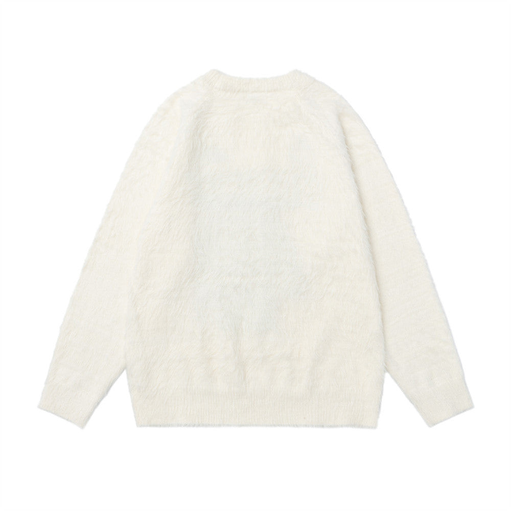 Monchiti 49 Fuzzy Knit Crewneck Sweater – Oversized Streetwear Pullover